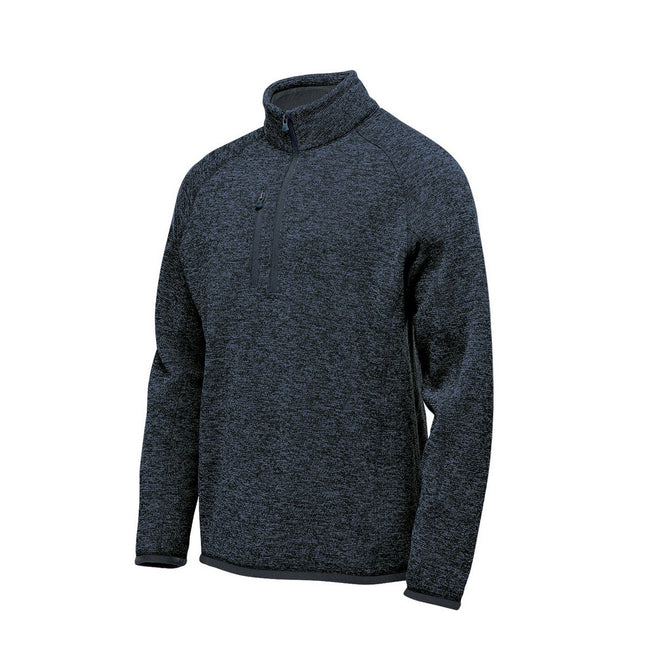 Navy Heather - Close up - Stormtech Mens Avalanche Quarter Zip Pullover