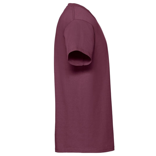 Burgundy - Side - Fruit Of The Loom Mens Iconic Premium Ringspun Cotton T-Shirt
