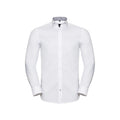 White-Silver-Convoy Grey - Front - Russell Collection Mens Herringbone Tailored Long-Sleeved Formal Shirt