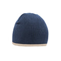 French Navy-Stone - Front - Beechfield Unisex Adult Two Tone Knitted Beanie