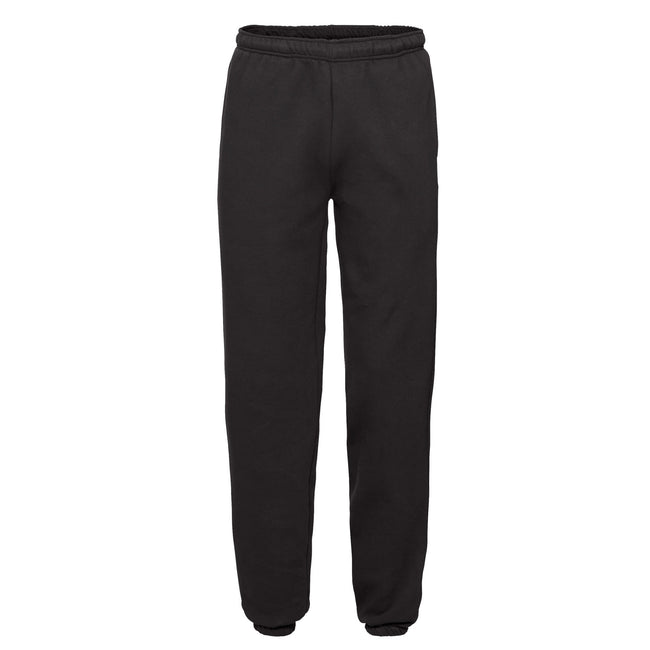 Black - Front - Fruit of the Loom Mens Premium Elasticated Cuff Jogging Bottoms
