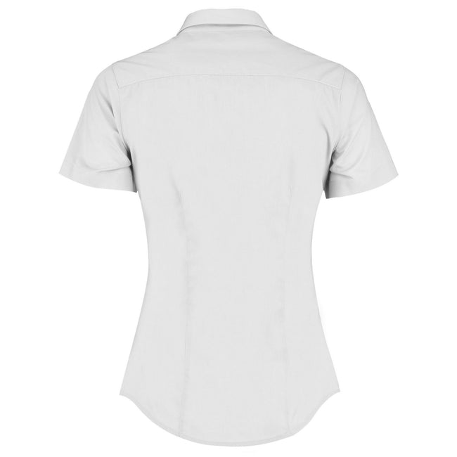White - Back - Kustom Kit Womens-Ladies Poplin Tailored Short-Sleeved Shirt