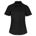 Black - Front - Kustom Kit Womens-Ladies Poplin Tailored Short-Sleeved Shirt