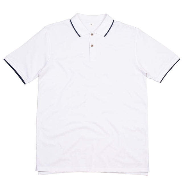 White-Navy - Front - Mantis Mens Tipped Polo Shirt