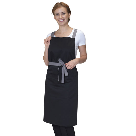 Black - Front - Dennys Cross Back Full Apron