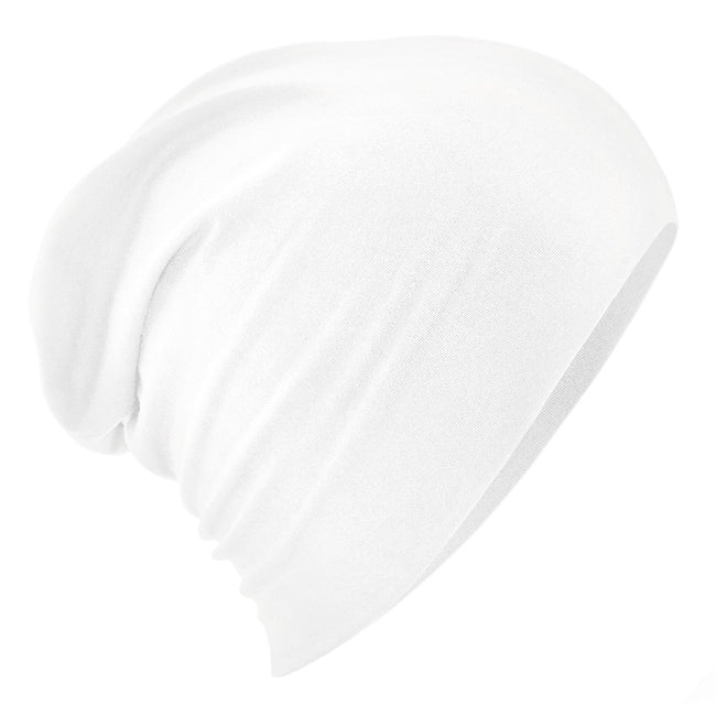 White - Front - Beechfield Unisex Adult Hemsedal Cotton Slouch Beanie