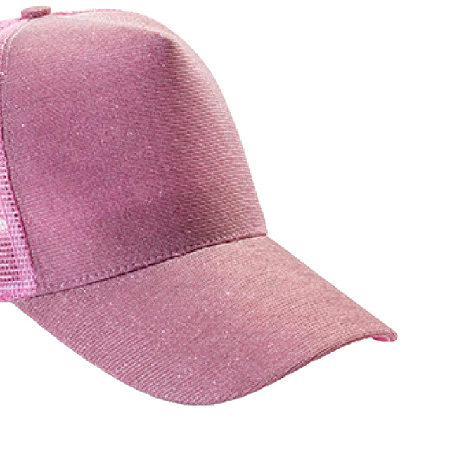 Baby Pink - Back - Result Headwear Unisex Adult New York Sparkle Trucker Cap
