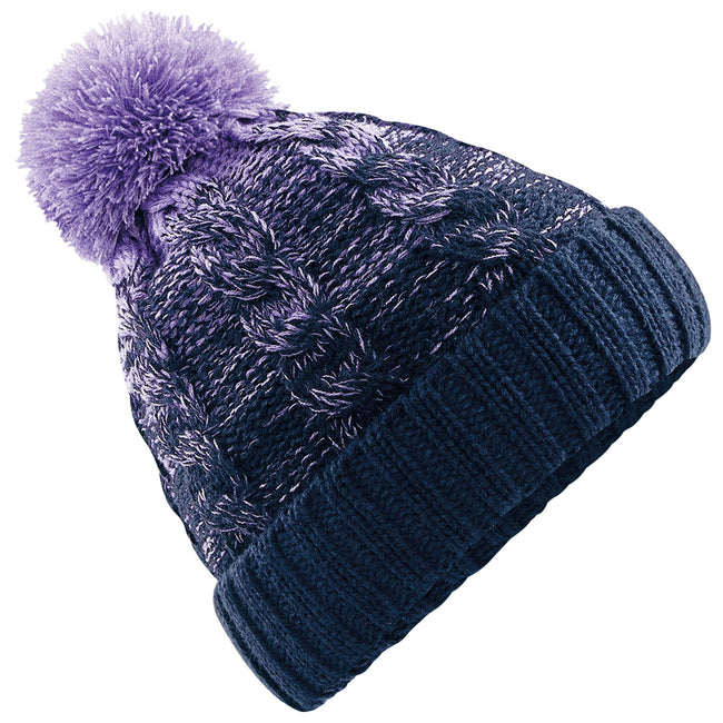 Lavender-French Navy - Front - Beechfield Unisex Adult Ombre Beanie