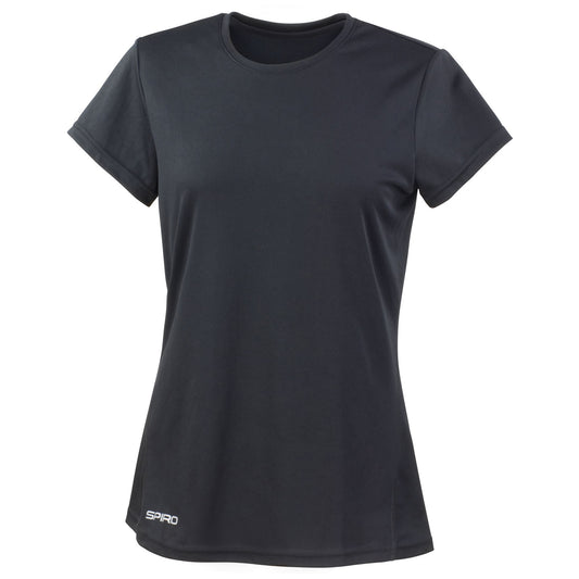 Black - Front - Spiro Womens-Ladies Quick Dry T-Shirt