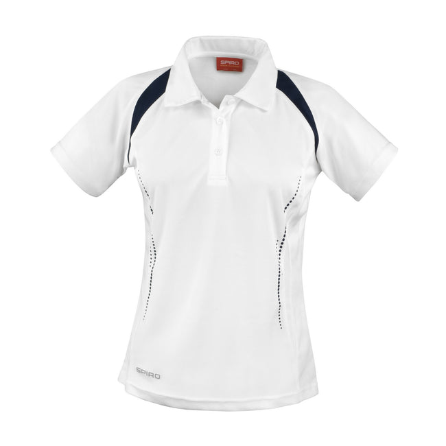 White-Navy - Front - Spiro Womens-Ladies Team Spirit Polo Shirt