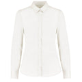 White - Front - Kustom Kit Womens-Ladies Oxford Stretch Tailored Long-Sleeved Shirt