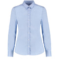Light Blue - Front - Kustom Kit Womens-Ladies Oxford Stretch Tailored Long-Sleeved Shirt