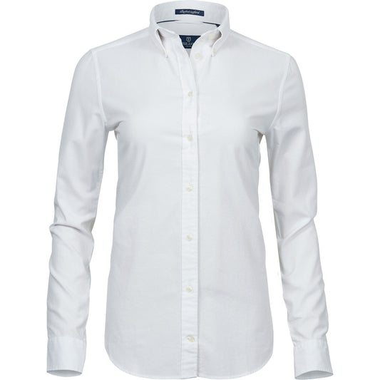 White - Front - Tee Jays Womens-Ladies Perfect Oxford Shirt
