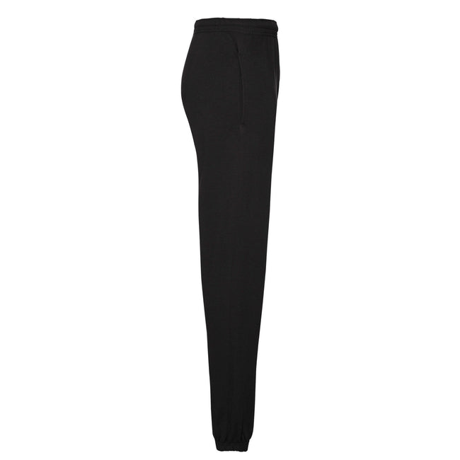 Black - Side - Fruit of the Loom Mens Elasticated Cuff Jogging Bottoms