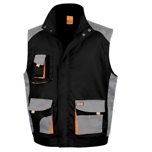 Black-Grey-Orange - Front - WORK-GUARD by Result Unisex Adult Lite Gilet