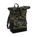 Jungle Camo-Black - Front - Bagbase Block Roll Top Backpack