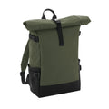 Olive-Black - Front - Bagbase Block Roll Top Backpack