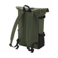 Olive-Black - Back - Bagbase Block Roll Top Backpack