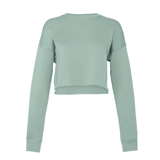 Dusty Blue - Front - Bella + Canvas Womens-Ladies Cropped Fleece Top