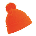 Fluorescent Orange - Front - Result Childrens-Kids Winter Essentials Pom Pom Beanie