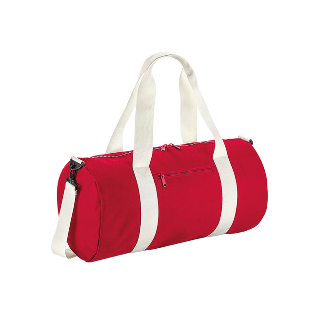 Classic Red-Off White - Front - Bagbase Original Barrel Duffle Bag
