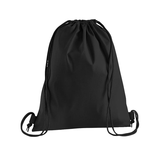 Black - Front - Westford Mill Premium Cotton Drawstring Bag