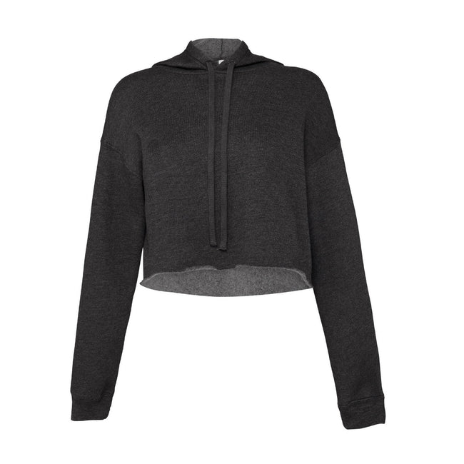 Dark Grey Heather - Front - Bella + Canvas Womens-Ladies Fleece Crop Hoodie