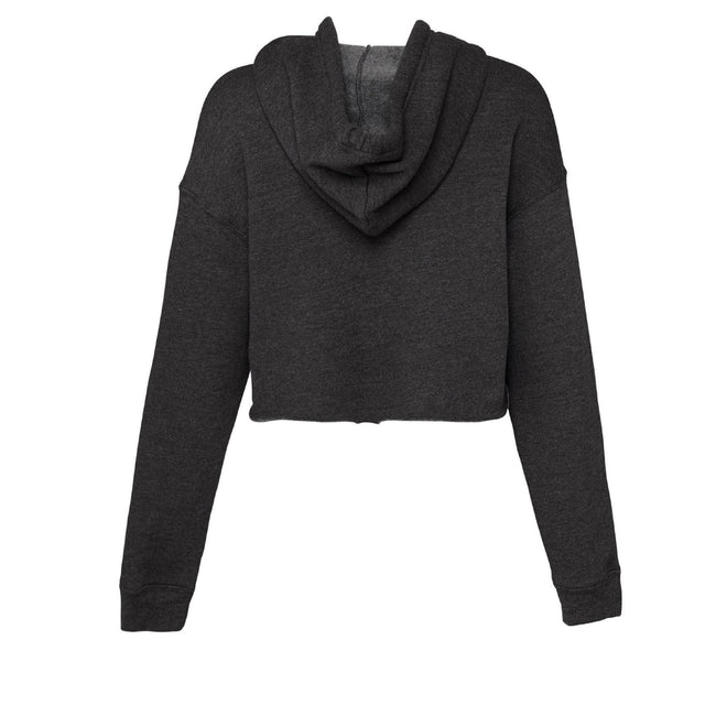 Dark Grey Heather - Back - Bella + Canvas Womens-Ladies Fleece Crop Hoodie