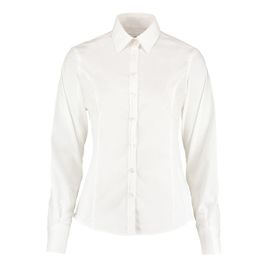 White - Front - Kustom Kit Womens-Ladies Tailored Formal Shirt