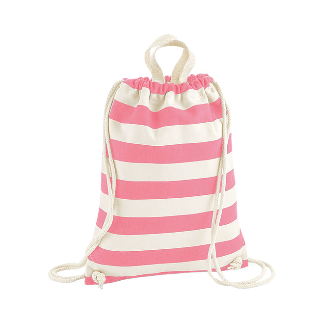 Natural-Pink - Front - Westford Mill Nautical Drawstring Bag