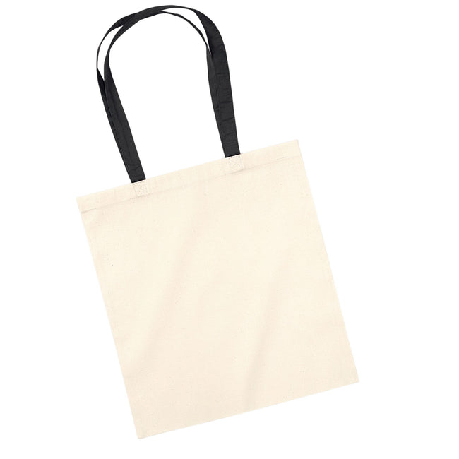 Natural-Black - Back - Westford Mill Bag 4 Life Contrast Handle Tote