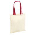 Natural-Classic Red - Front - Westford Mill Bag 4 Life Contrast Handle Tote