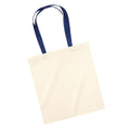 Natural-French Navy - Back - Westford Mill Bag 4 Life Contrast Handle Tote