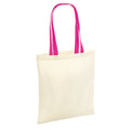 Natural-Fuchsia - Front - Westford Mill Bag 4 Life Contrast Handle Tote