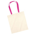 Natural-Fuchsia - Back - Westford Mill Bag 4 Life Contrast Handle Tote