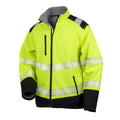 Fluorescent Yellow-Black - Front - SAFE-GUARD by Result Unisex Adult Ripstop Safety Soft Shell Jacket
