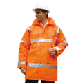 Orange - Back - SAFE-GUARD by Result Mens Motorway Hi-Vis Coat