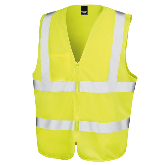 Yellow - Front - SAFE-GUARD by Result Unisex Adult Zip Front Hi-Vis Vest