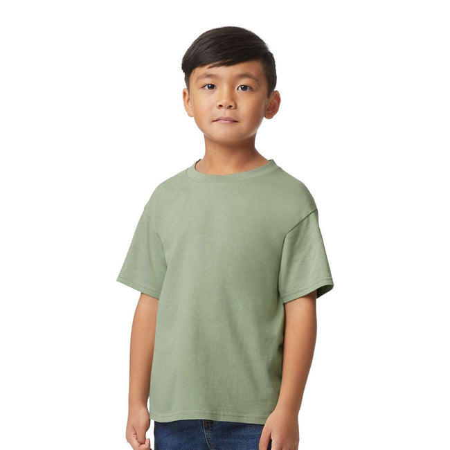 Sage - Front - Gildan Childrens-Kids Midweight Soft Touch T-Shirt