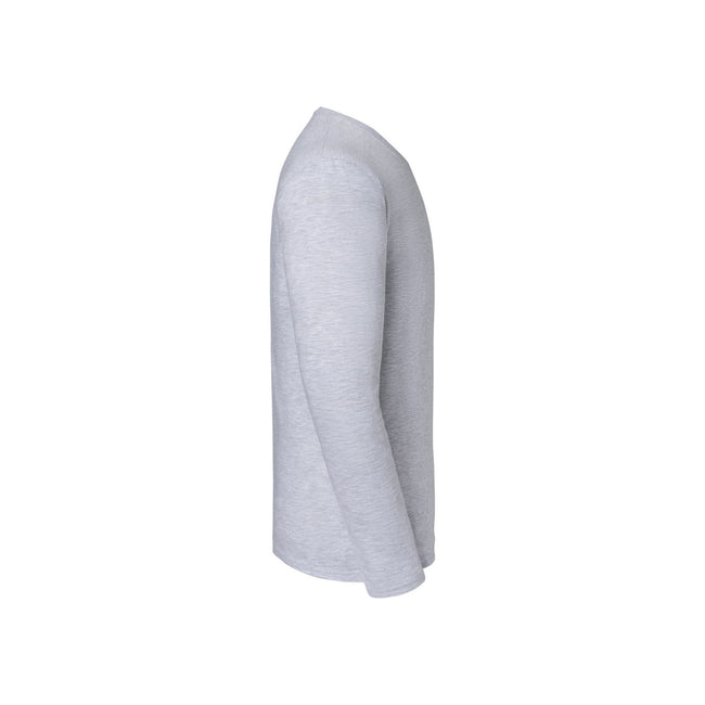 Heather Grey - Side - Fruit of the Loom Mens Iconic 195 Premium Long-Sleeved T-Shirt