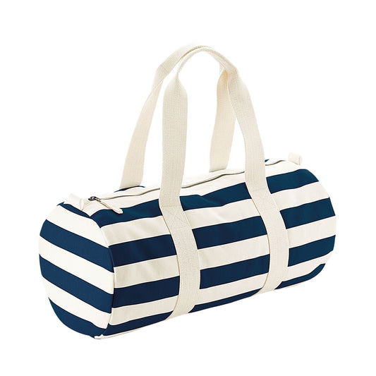 Natural-Navy - Front - Westford Mill Nautical Duffle Bag