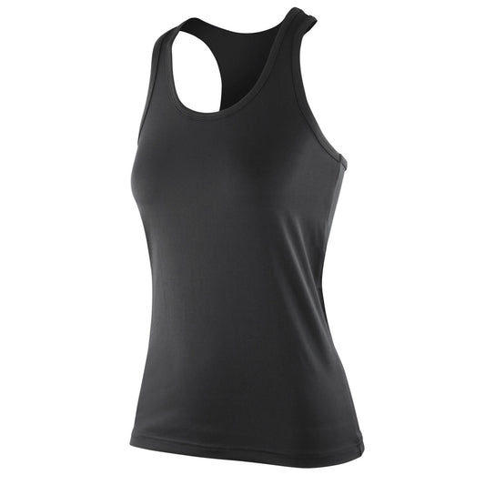 Black - Front - Spiro Impact Womens-Ladies Softex Tank Top