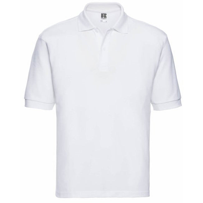 White - Front - Russell Mens Classic Short Sleeve Polycotton Polo Shirt
