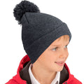 Grey - Back - Result Childrens-Kids Winter Essentials Pom Pom Beanie