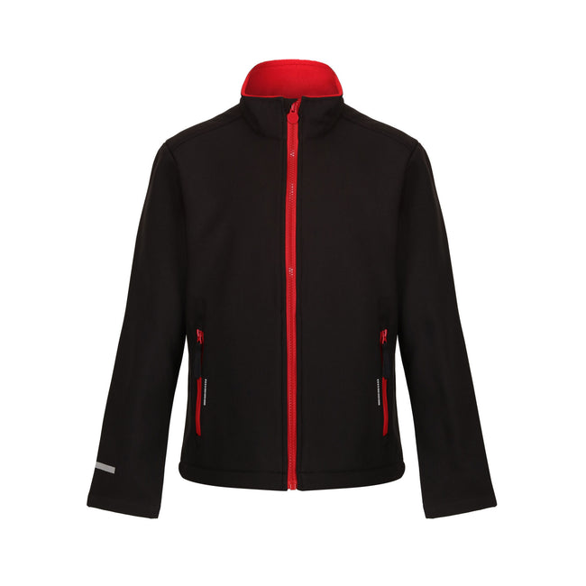 Black-Classic Red - Front - Regjun Childrens-Kids 2 Layer Soft Shell Jacket