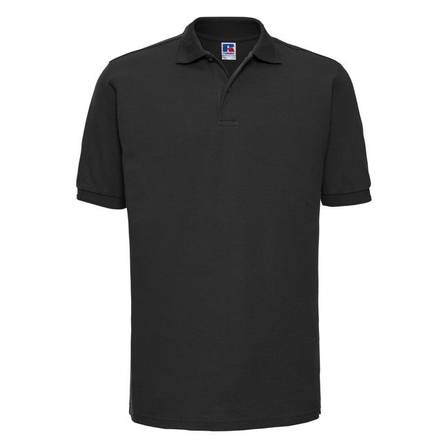 Black - Front - Russell Mens Ripple Collar & Cuff Short Sleeve Polo Shirt
