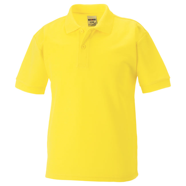Yellow - Front - Jerzees Schoolgear Childrens 65-35 Pique Polo Shirt