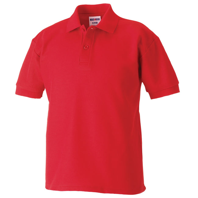 Bright Red - Front - Jerzees Schoolgear Childrens 65-35 Pique Polo Shirt