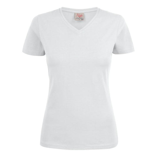 White - Front - Printer Womens-Ladies V Neck T-Shirt