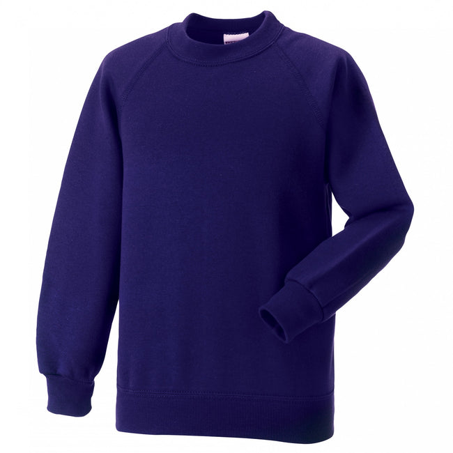 Purple - Front - Jerzees Schoolgear Childrens Raglan Sleeve Sweatshirt